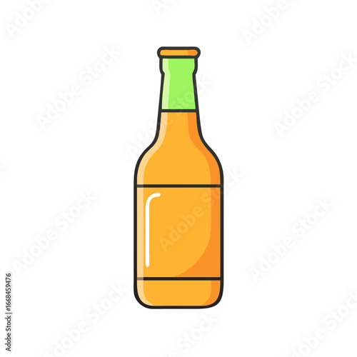 Stylized vector image of a bottle of amber liquid, like beer