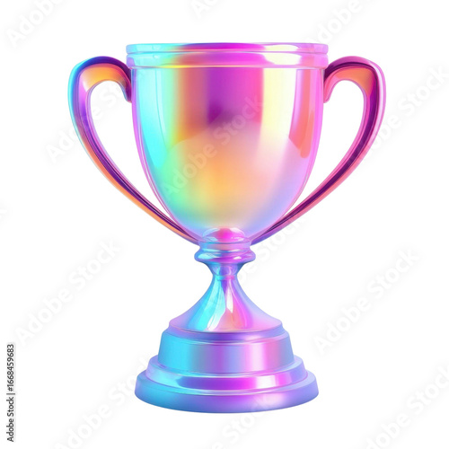 Wallpaper Mural Iridescent 3D Trophy Icon in Gradient Colors. Ideal for Award and Achievement Symbols in Digital Design. Isolated on transparent background- png. Torontodigital.ca