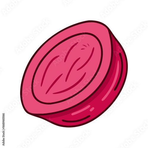 Illustration of a half slice of beetroot with visible interior textures