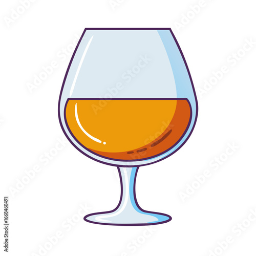 Elegant brandy glass with a deep amber liquid against a white background