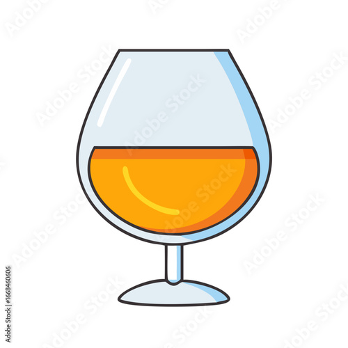 A stylized cartoon image of a glass filled with a golden liquid