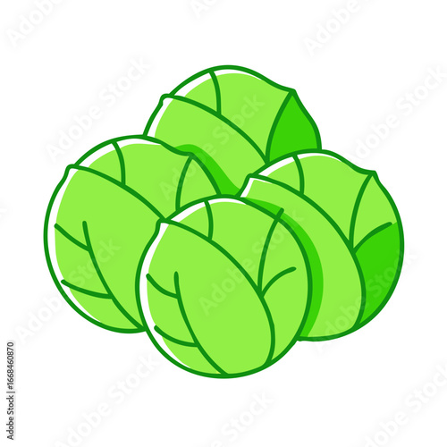 Pile of cartoon fresh green Brussels sprouts ready for healthy eating