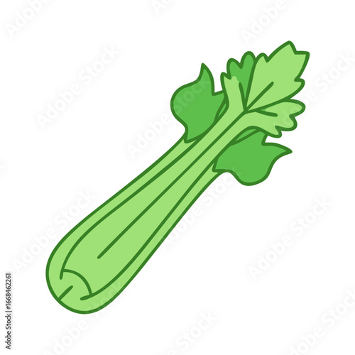 Illustration of fresh green celery, a healthy vegetable, on white background