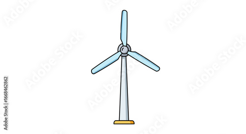 Windmill energy power turbine renewable electricity clean technology illustration cartoon graphic design on transparent background