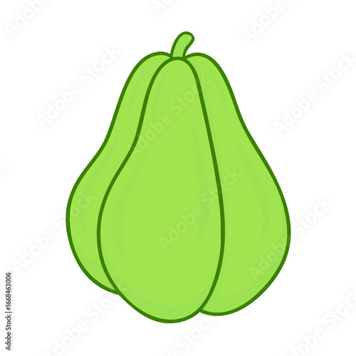 Cartoon light green Chayote Squash vegetable with a white background illustration