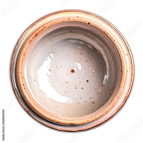 Empty ceramic bowl rustic design top view