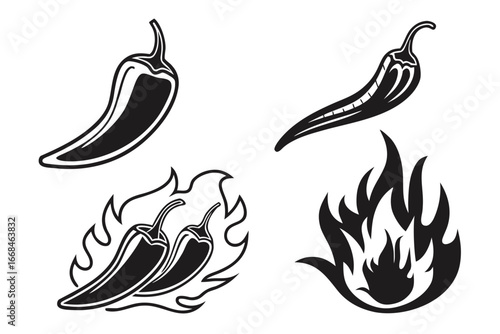 Fiery Chili Pepper Vector Graphics Collection.