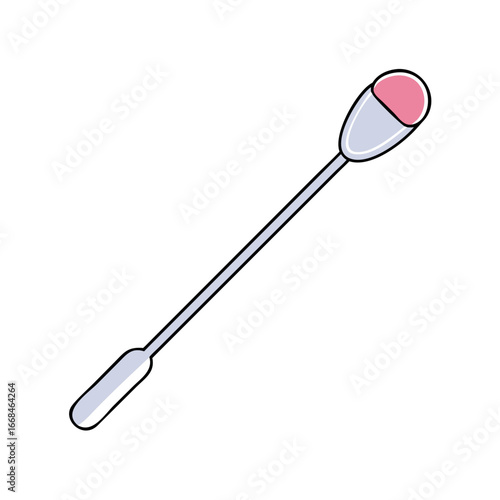 Simple illustration of a microbiology swab for testing with pink substance