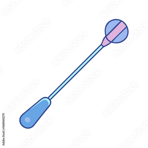 Illustration of a blue and pink lollipop or medical instrument on white