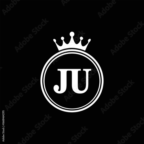 JU logo monogram emblem style with crown shape design template