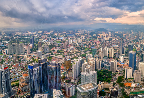 Canvas Print Panoramic aerial of Kuala Lumpur, Malaysia, modern mixed cityscape