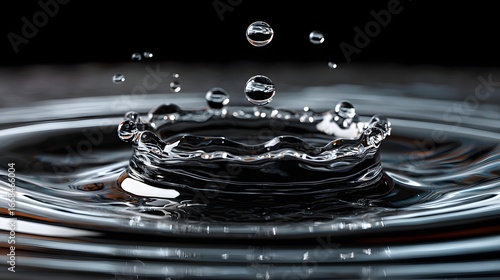 Close Up of Water Droplet Splashing Creating Patterns on a Liquid Surface