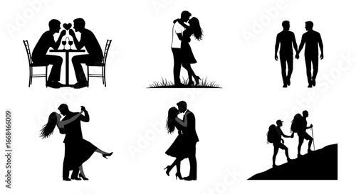 Silhouetted Couples: Romantic Moments, Outdoor Adventures, and Shared Love