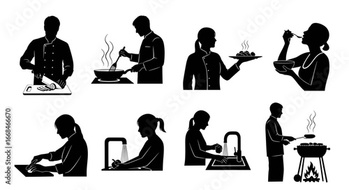 Culinary Journey: A Set of Cooking and Food Preparation Silhouettes