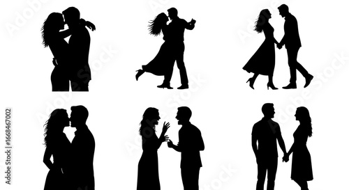 Silhouette Couples Collection: Romance, Dancing, Embracing, Walking and Arguing