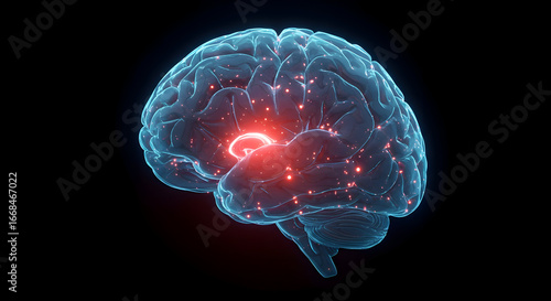 Human Brain Anatomy Visualization with Red Focus Area