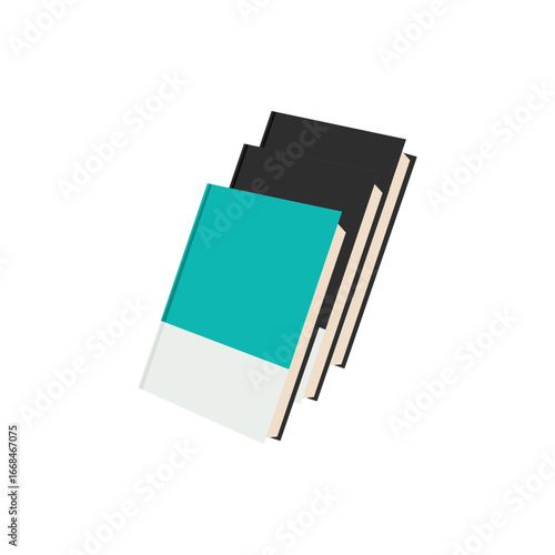 collection of vector books arranged in various shapes, white background