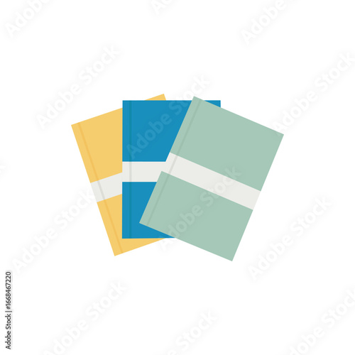 collection of vector books arranged in various shapes, white background