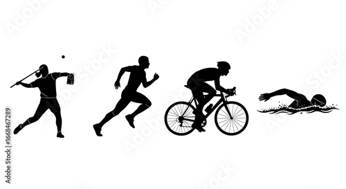 Silhouetted Athletes in Motion: A Compilation of Sporting Disciplines