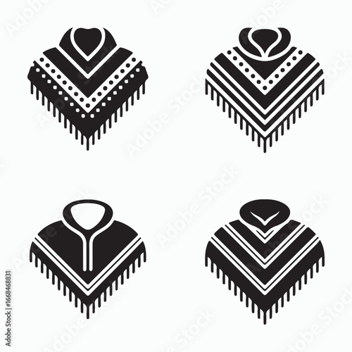 Poncho Glyph Icons Set Folk Clothing Graphic Bundle