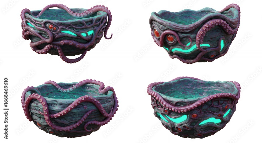 Naklejka premium Octopus tentacle bowls decorative design