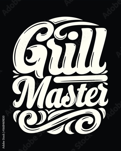 T-shirt Design for a Vintage Style Grill Master Typography Design for BBQ Enthusiasts and Culinary Professionals with an Artistic Flair and Bold Lettering