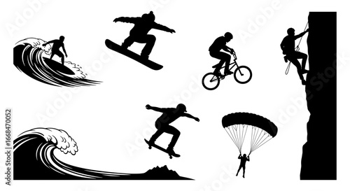 Extreme Sports Silhouettes: A Dynamic Collection of Adventure Activities
