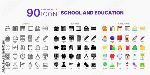 School and Education Icon Collection Suitable for Web and Apps Icon, Poster, or Social Media