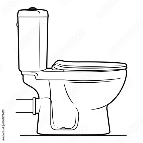 Modern toilet line drawing simple clean plumbing fixture for bathroom design and renovation