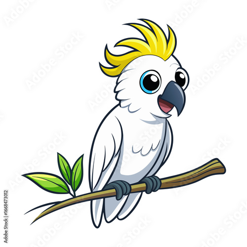 Cartoon a cockatoo bird character vector illustration design