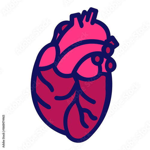 Vibrant Human Heart Organ Icon Illustration