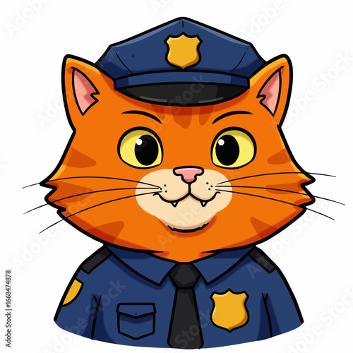 a cat dressed as a policeman with a proud face