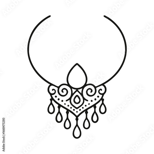 Necklace, black and white vector drawing