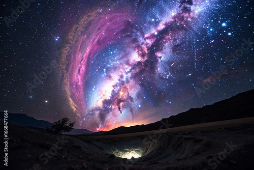 Stunning Milky Way Galaxy over Desert Landscape