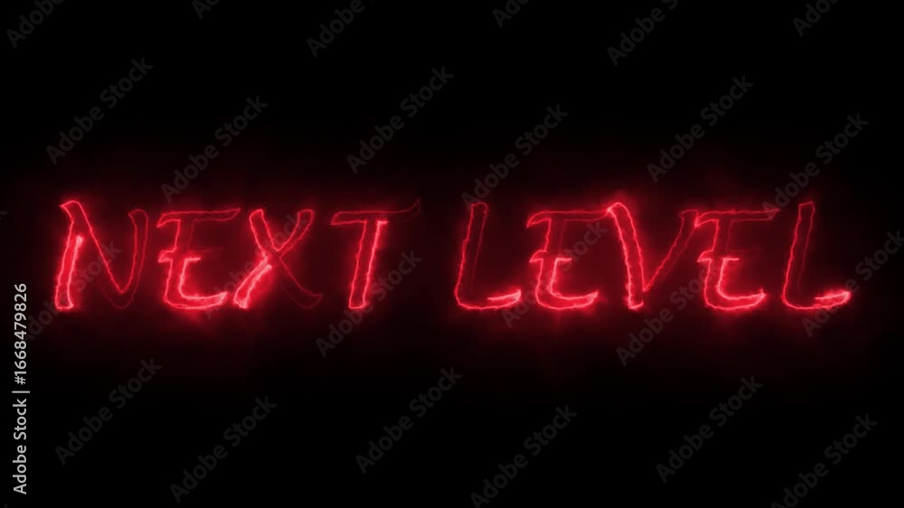 glowing Neon line next level text animation on black background. glowing Neon line next level text animation on black background.