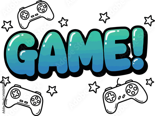 Exciting game time fun with retro controllers and stars vector