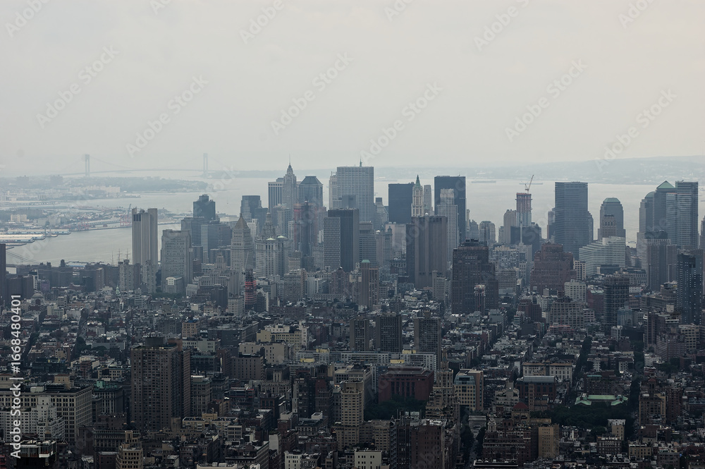 Fototapeta premium NYC New York City - Panoramic Skyline of New York City from Elevated View