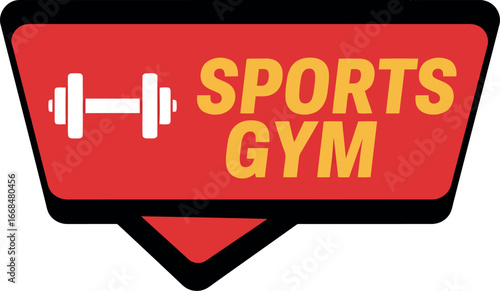 Modern sports gym logo badge fitness health club emblem dynamic design vector