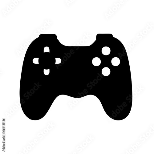 Black gamepad icon illustration used for playing video games on console