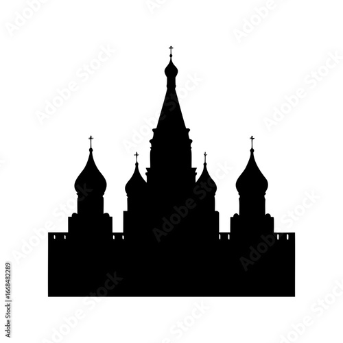 Iconic St. Basil's Cathedral silhouette illustration of Russian architecture and cultural heritage