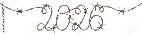 2026 Restriction Concept Shown with Barbed Wire Illustration. 3D rendering