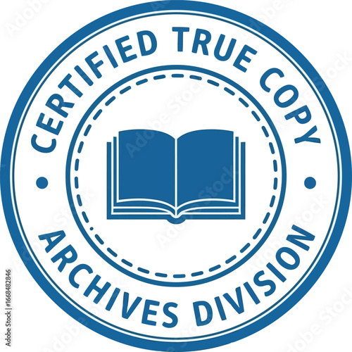 Certified true copy stamp archives division official document seal vector