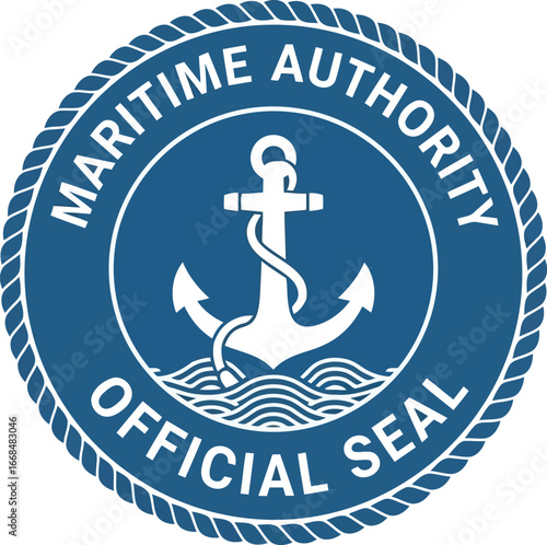 Maritime authority official seal nautical anchor emblem badge emblematic design vector