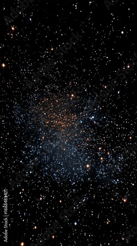 Zoom into the black night sky filled with countless stars, cosmic astronomy scene with twinkling celestial lights, vast universe, and serene infinite starfield