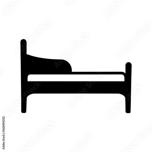 Silhouette of a classic bed with headboard and footboard, simple design