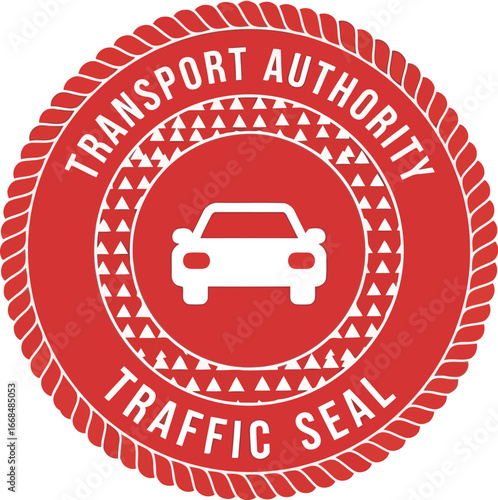 Transport authority traffic seal stamp with car symbol red circle official emblem vector