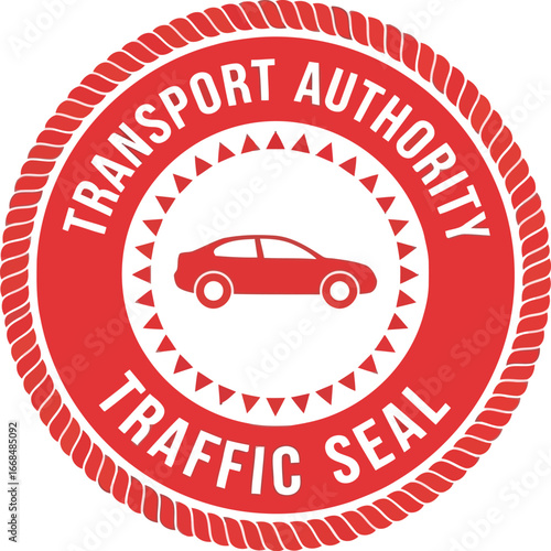 Red traffic authority seal stamp with car silhouette official approval stamp mark vector