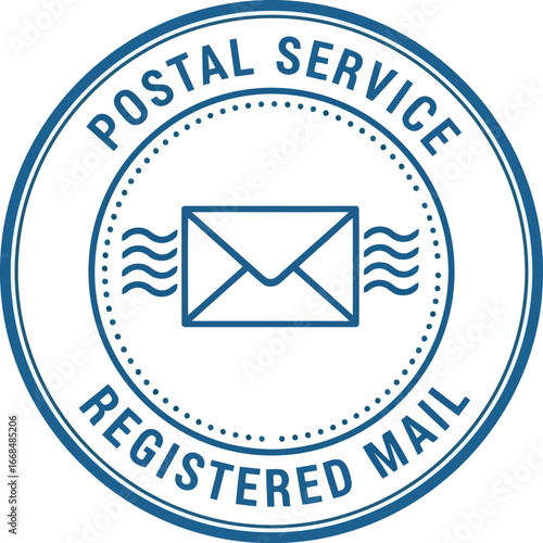 Registered mail stamp official postal service envelope icon graphic vector