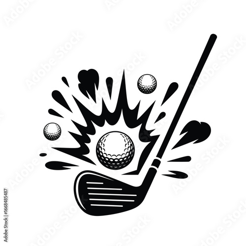 Dynamic golf swing with exploding ball and flying golf balls