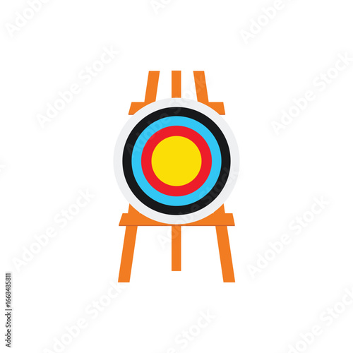 Archery target boards with colorful rings. One target shows arrows hitting the bullseye, the other displays four practice targets. Perfect for sports, accuracy, competition, and training themes.
